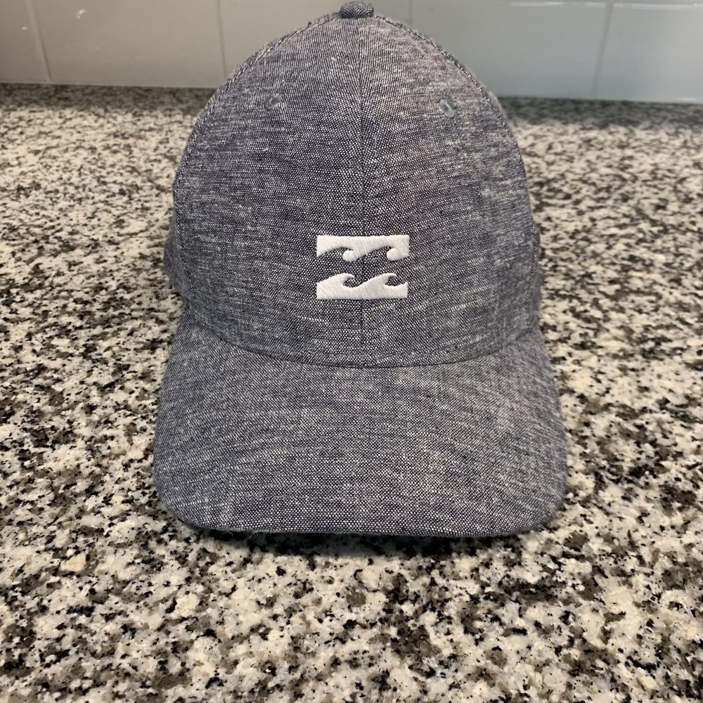 Billabong‎ Hat Cap Snap Back Heather Gray Linen Blend Embroidered Wave Mens